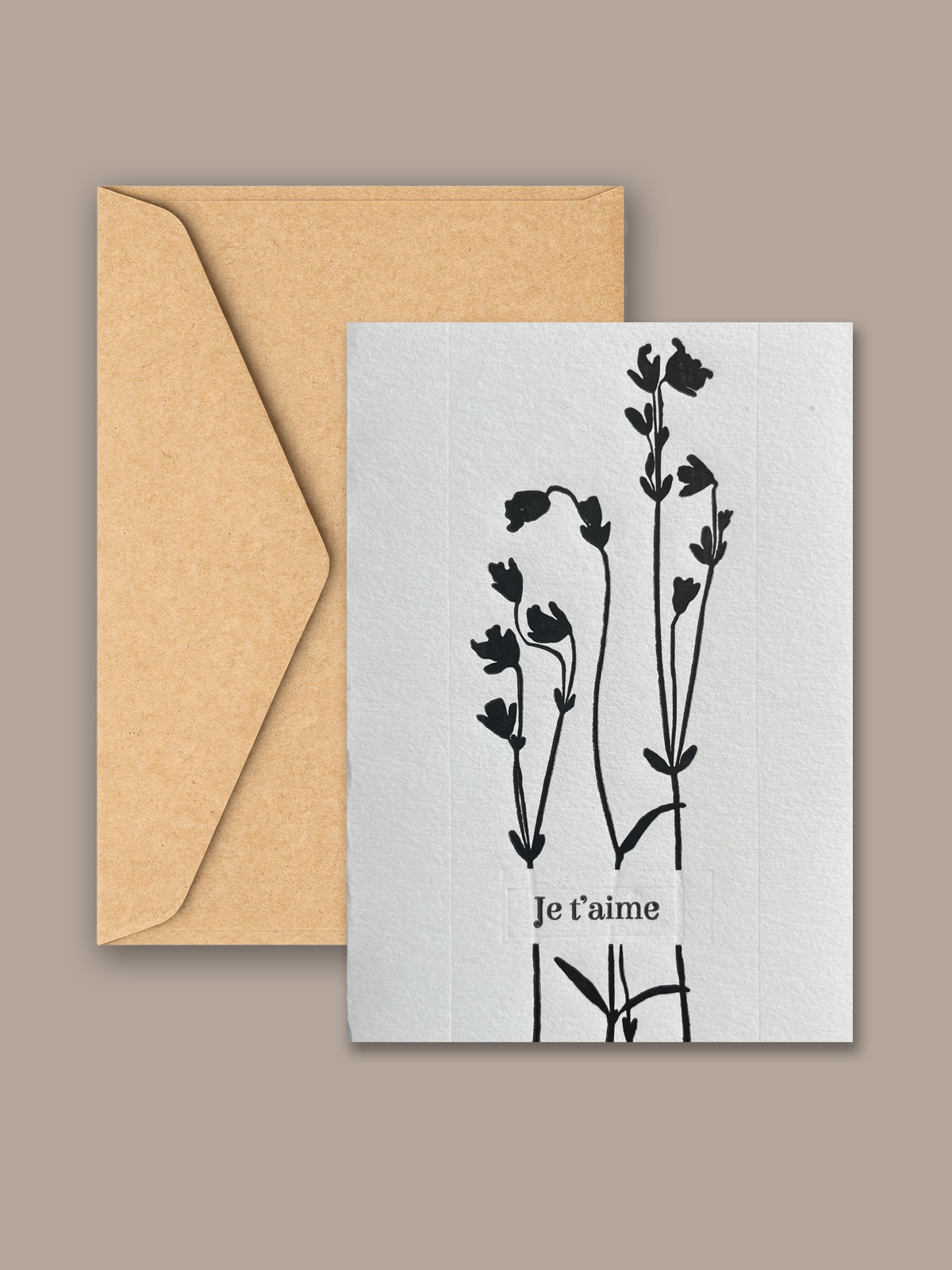 Carte botanique. Disponible avec différents messages : Joyeux anniversaire, Merci, Félicitations, Je t’aime.